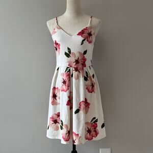 Romantic Cottagecore Floral Fit & Flare Sundress V-Neck Spaghetti Strap L